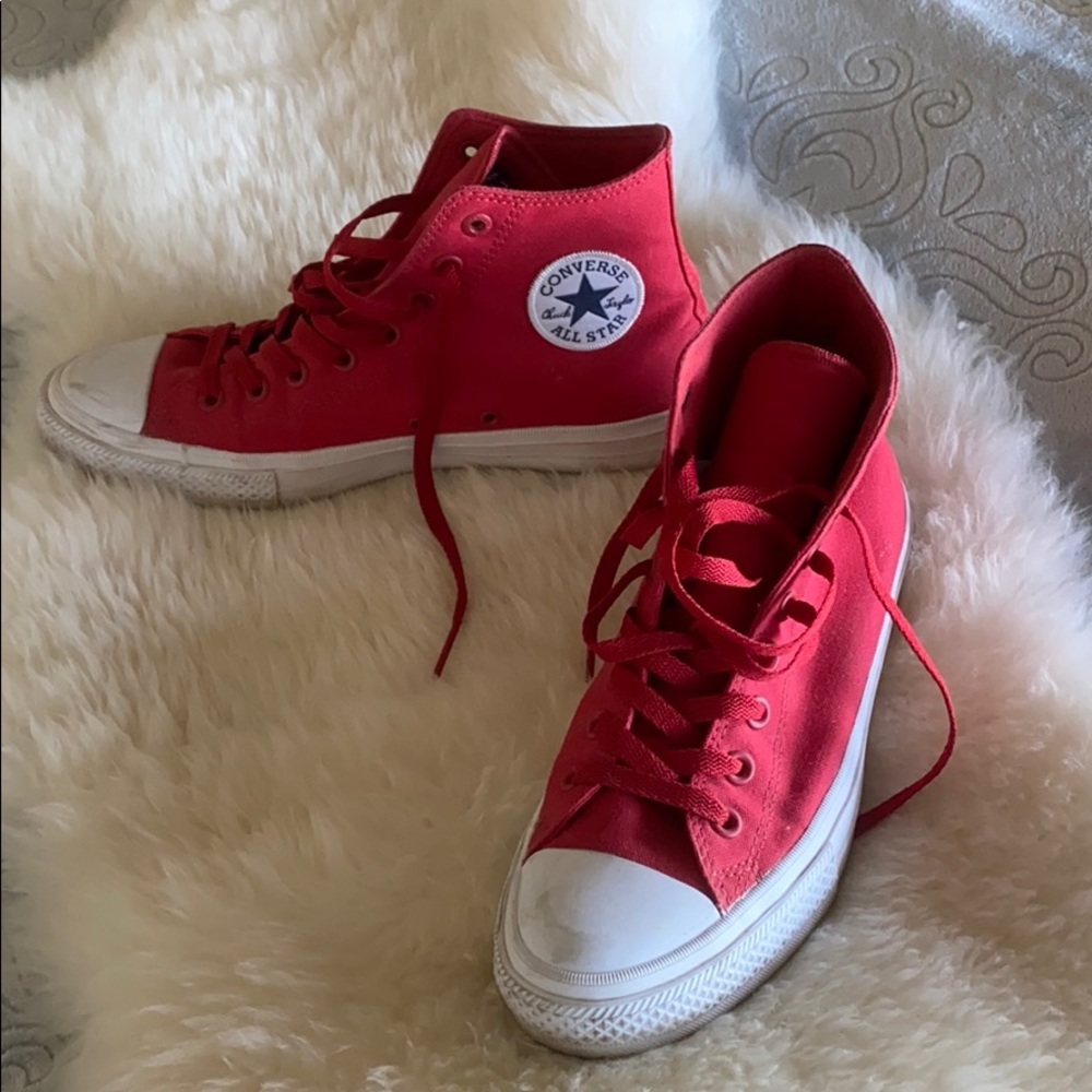 Red Chuck Taylor II Hi-Tips 10.5, lunarlon insole.